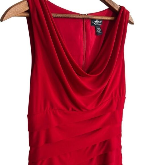 American Living Layered Drape Stretch Sleeveless Mini Sheath Dress Red Size 6 - Picture 3 of 8